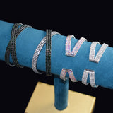 Silver Rhinestones Bangles for Women Crystal Wedding Bridal Cuff Bracelets