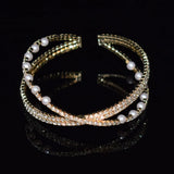 Silver Rhinestones Bangles for Women Crystal Wedding Bridal Cuff Bracelets
