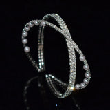 Silver Rhinestones Bangles for Women Crystal Wedding Bridal Cuff Bracelets