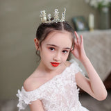 Silver Round Crown Rhinestone Kids Children Princess Queen Diadems Tiaras