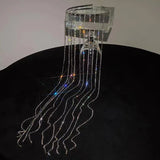 Gold/Silver Shine Rhinestone Headband Long Tassel Crystal HairClip