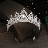 Silver Tiara Crown Wedding Bride Party Comb Head Ornament