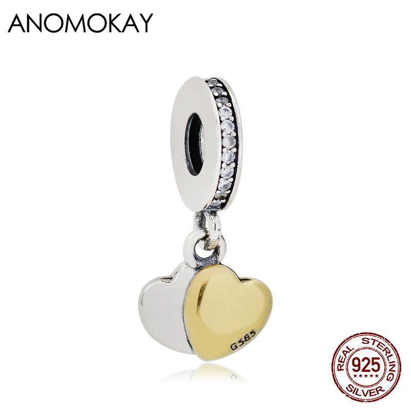 925 Silver Little Heart Charm Pendant for Bracelet Necklace