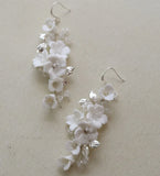 Silver Wedding Earrings Ceramic Floral Bridal Accessories Leaf Drop Earring