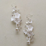 Silver Wedding Earrings Ceramic Floral Bridal Accessories Leaf Drop Earring