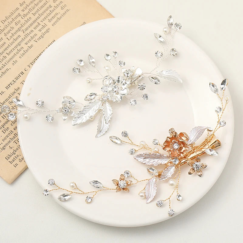 Silver Women Hairgrips Hair Clips Pearl Rhinestone Wedding Hair Accessories