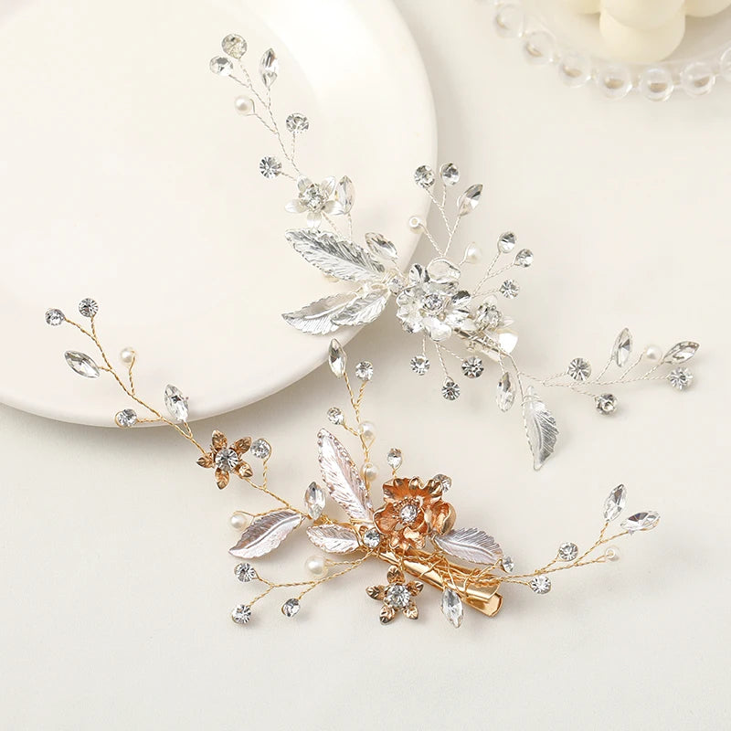 Silver Women Hairgrips Hair Clips Pearl Rhinestone Wedding Hair Accessories