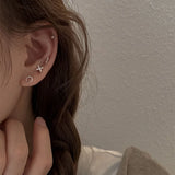 Silver Zircon Stud Earrings Set For Women Geometric Small Earrings Jewelry
