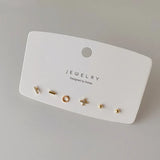 Silver Zircon Stud Earrings Set For Women Geometric Small Earrings Jewelry