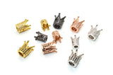 Gun Metal Plated Crown Beads with Rhinestone Setting 20pc