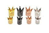 Gun Metal Plated Crown Beads with Rhinestone Setting 20pc