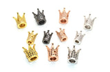 Gun Metal Plated Crown Beads with Rhinestone Setting 20pc