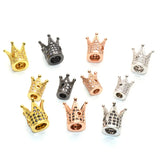 Gun Metal Plated Crown Beads with Rhinestone Setting 20pc