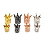 Gun Metal Plated Crown Beads with Rhinestone Setting 20pc