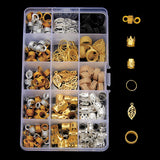 Silver Hair Ring Braid Beads Kit Hair Cuffs Dreadlock Accessories