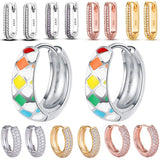 925 Silver Hoop Earrings Chessboard Checker Women Earrings DIY Jewelry