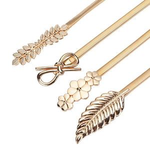 Silver Leaf Metal Women's Belt Spring Leaf Belt Elastic Waist Seal