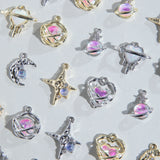 Silver Moon Star Love Planet Alloy Pendant DIY Earrings Ornament