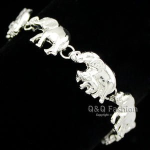 Silver Plated Elephant & Baby Ganesh Bracelet 2 Colors