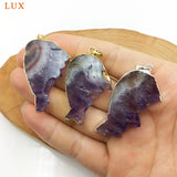 Amethyst Druzy Crystal Pendant for Necklace DIY Jewelry Making