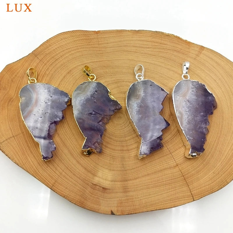 Amethyst Druzy Crystal Pendant for Necklace DIY Jewelry Making