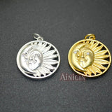 Silver Plating Half Moon Sun Shape Necklace Pendants