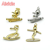 Silver Plated Copper Surfers & Skier Pendants Necklace Gift Jewelry 10pc