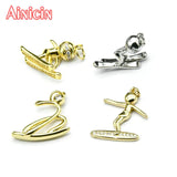 Silver Plated Copper Surfers & Skier Pendants Necklace Gift Jewelry 10pc