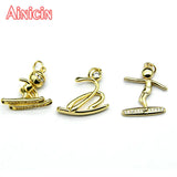 Silver Plated Copper Surfers & Skier Pendants Necklace Gift Jewelry 10pc