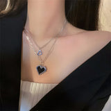 Gold/Silver Thick Chain Square Pendant Necklace for Women Hip-hop
