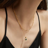 Gold/Silver Thick Chain Square Pendant Necklace for Women Hip-hop
