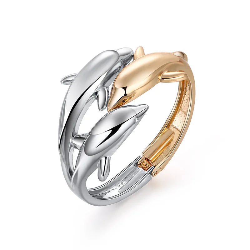Silver Dolphins Bracelet Charm Jewelry for Women