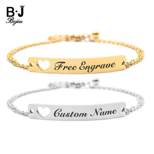 Personalized Silvery Steel Nameplate Bracelet BC373