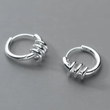 Small Chain Hoop Huggie Earrings Twist Cartilage Ear Buckles 925 Sterling Silver