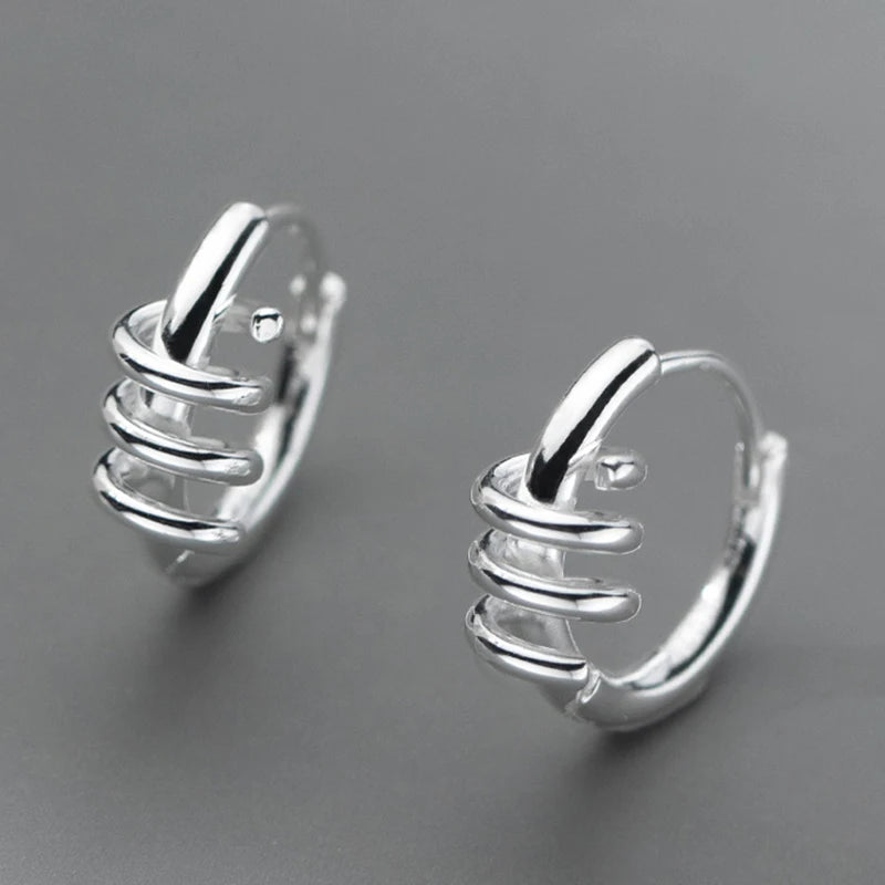 Small Chain Hoop Huggie Earrings Twist Cartilage Ear Buckles 925 Sterling Silver