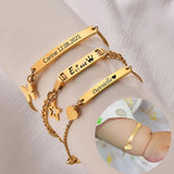 Personalized Stainless Steel Kids Bar Bracelet with Name Engraving