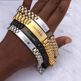 Custom Stainless Steel Men's ID Bracelet Engraving Laser Name Date Gift