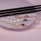 Custom Birthstone Name Necklace Stainless Steel Nameplate Christmas Gift