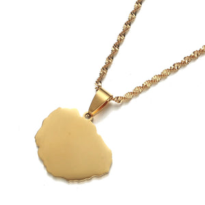 Stainless Steel La Gomera Island Map Pendant Necklace
