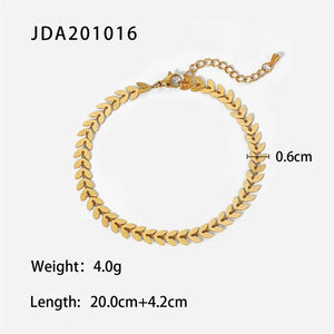 Stainless Steel Beach Wind Leaf Arrow Anklet 18K Plated PVD