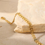 Stainless Steel Beach Wind Leaf Arrow Anklet 18K Plated PVD