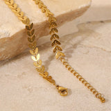 Stainless Steel Beach Wind Leaf Arrow Anklet 18K Plated PVD