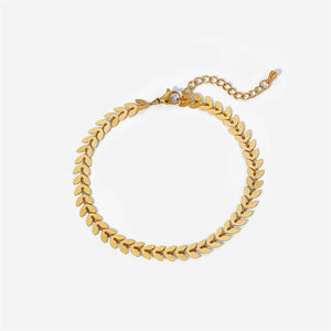 Stainless Steel Beach Wind Leaf Arrow Anklet 18K Plated PVD