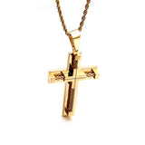 Stainless Steel Large Biker Cross Pendant Necklace 22 inch