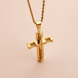 Stainless Steel Large Biker Cross Pendant Necklace 22 inch