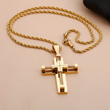 Stainless Steel Large Biker Cross Pendant Necklace 22 inch