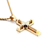 Stainless Steel Large Biker Cross Pendant Necklace 22 inch