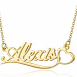 Stainless Steel Heart Necklace Personalized Name Choker Pendant