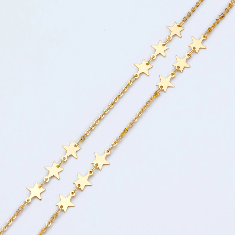 Star Beaded Chain 6.6mm Plated Brass Star Link Chain