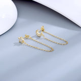 Star Moon Flower 925 Sterling Silver Earrings Long Style Fine Birthday Gift